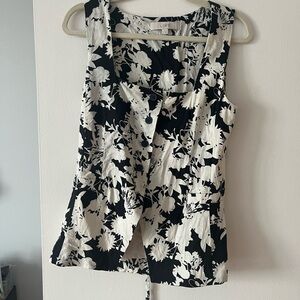LOFT Monochrome Floral Sleeveless Blouse
